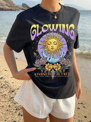 Sun God Print Minimalist T-shirt