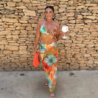 Print Micro Long Sleeve  Three Piece Swim Sets