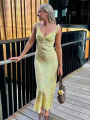 Ruffled Sling Backless Floral Dress