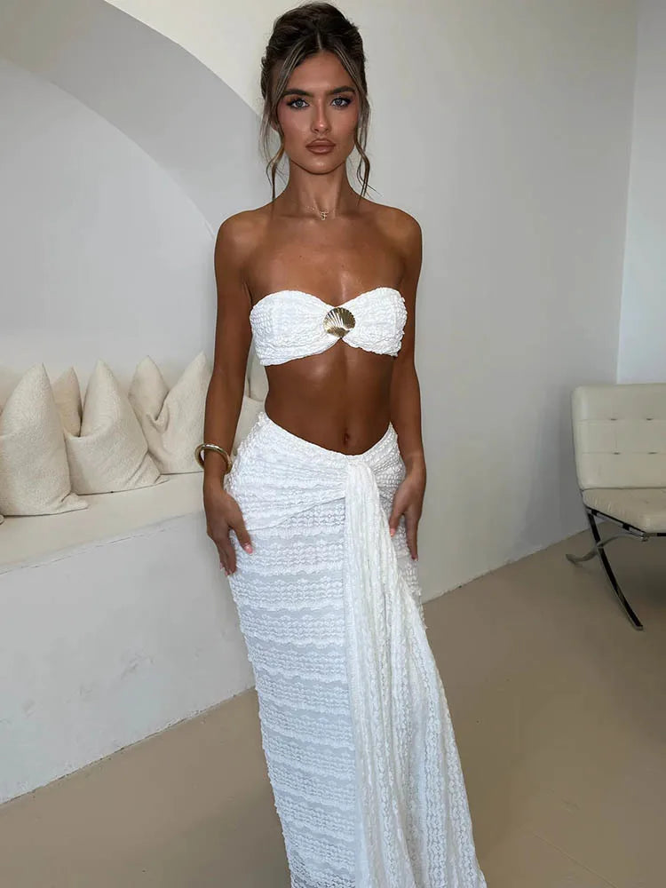 Sequins Strapless Maxi Knit Set Secondary image