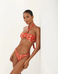 Crochet Detail Red Summer Bikini Sets