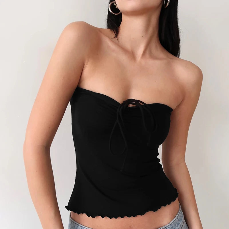 Sweet Girl Solid Bow Strapless Main image