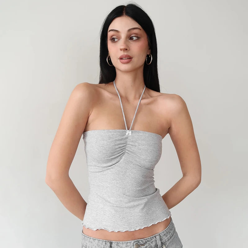 Sweet Girl Solid Bow Strapless