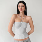 Sweet Girl Solid Bow Strapless