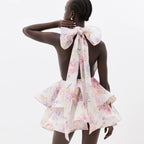 Hem Stacking Sleeveless Floral Dress