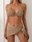 Sarong Wrinkled Halter Three Piece Swim Sets