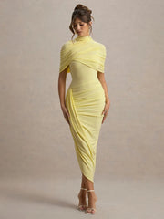 Pleated Irregular Backless Midi Dress