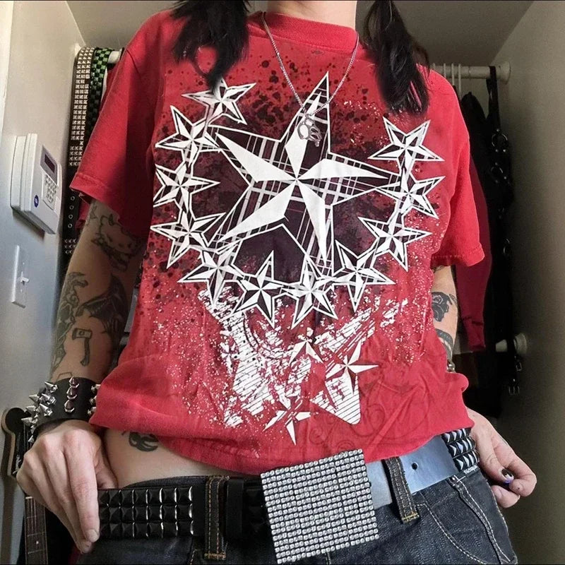 Cyber Star Grunge Red T-shirt Main image
