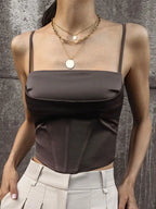 Lace Up Bandage Backless Skinny Crop Cami Top