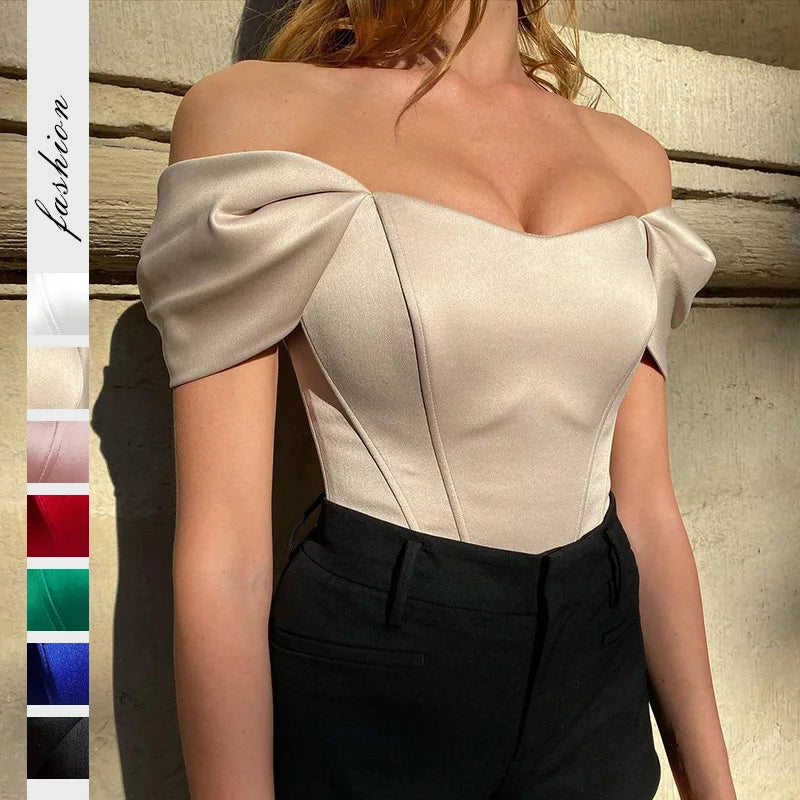 Satin Fishbone One Shoulder Strapless Main image