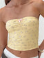 Vintage Floral Front Bow Patchwork Strapless