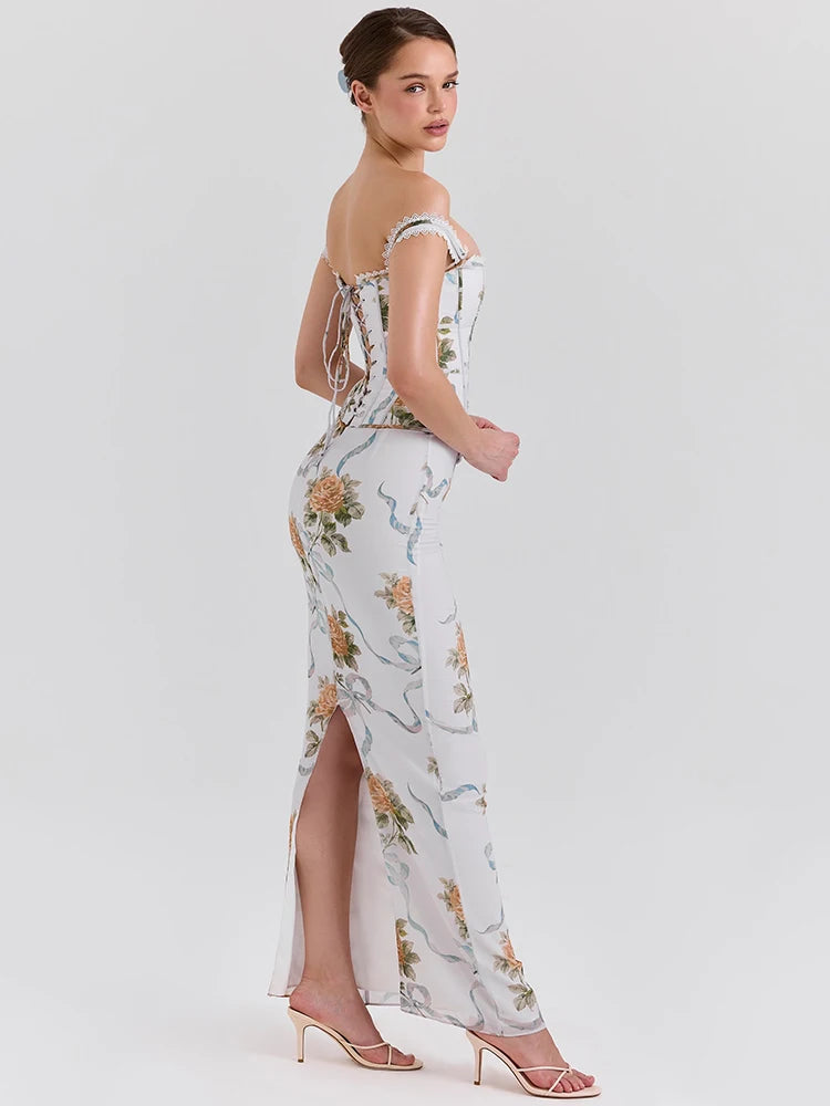 Off Shoulder Vintage Bodycon Floral Dress Secondary image