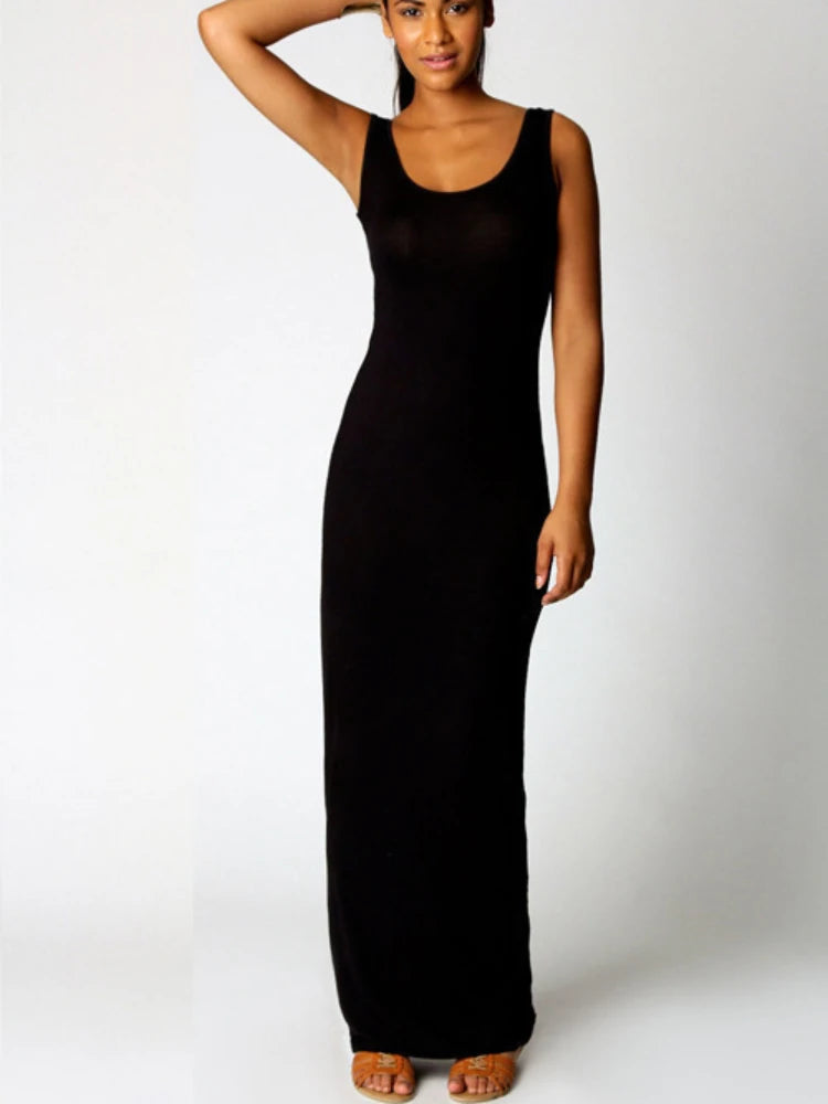 Solid Sleeveless Bodycon Maxi Dress Main image