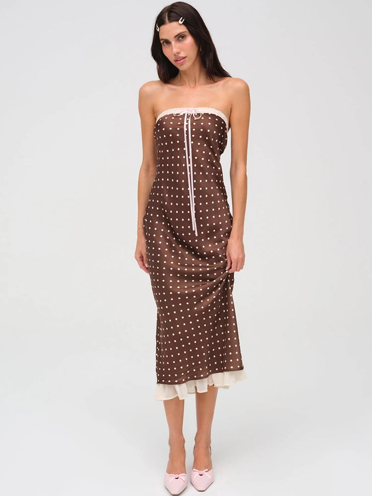 Strapless Backless Lace Midi Dress Main image