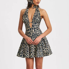 Deep V High Waist Sleeveless Party Dress