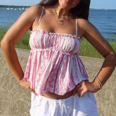 Peplum Spaghetti Strap Boho Aesthetic Cami Top