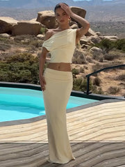 Slim Fit Off-shoulder Maxi Knit Set