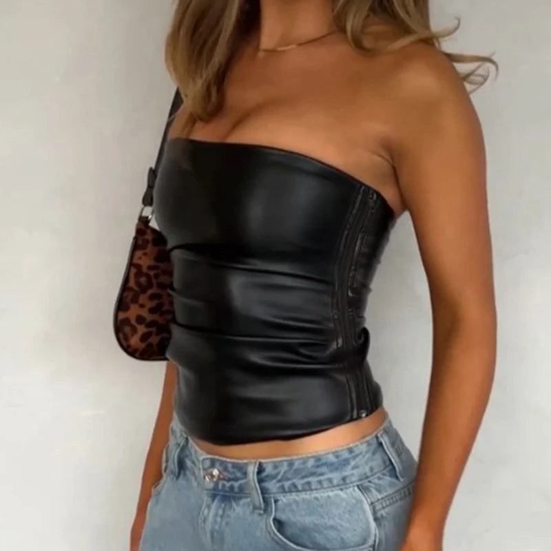 PU Leather Backless Club Strapless Main image