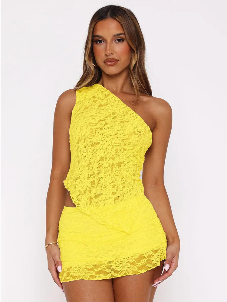 Irregular Lace Patchwork Skirt Knit Set Secondary image
