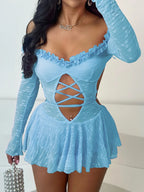 Jacquard Hollow Birthday Mini Lace Dress