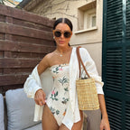 Floral Lace-Up Push-Up One Piece Swimwear