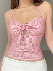 Polka Dot Print Chic Halter Summer Cami Top