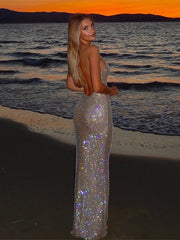 Sequin Diamonds Fishtail Maxi Dress