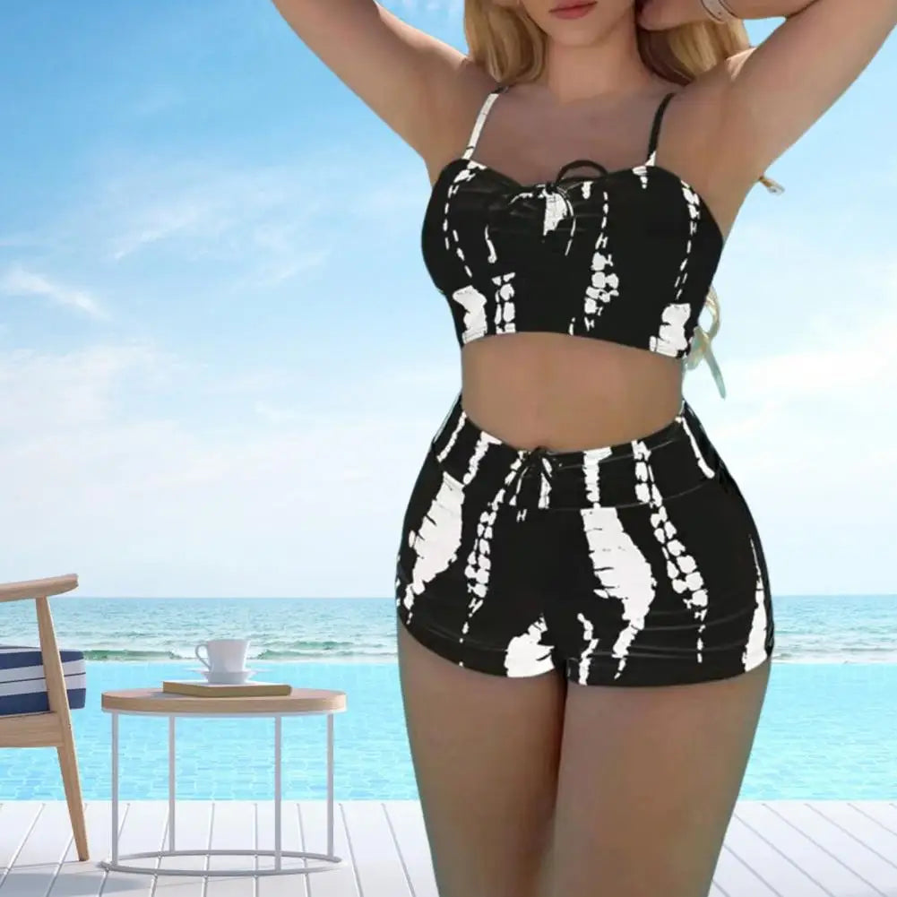 Contrast Lace-up Spaghetti Strap Two Piece Swim Sets Secondary image