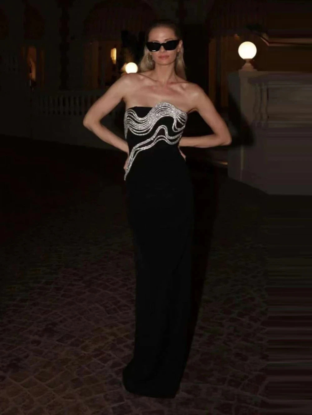 Strapless Diamond Bandage Maxi Dress Main image