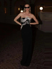 Strapless Diamond Bandage Maxi Dress