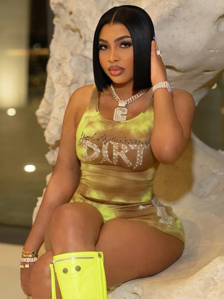 Print Cleavage Knit Set Secondary image