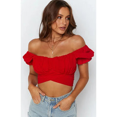 Lantern Pleated Short Shirt Strapless