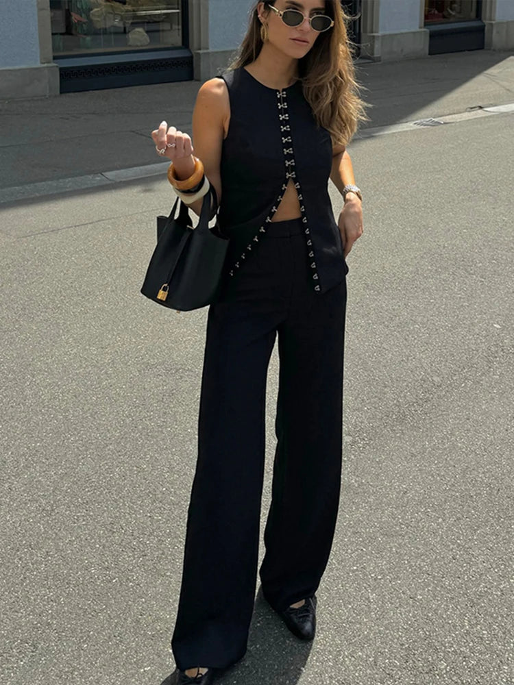 Sleeveless Vest Straight Pant Suit Main image