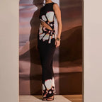 Hollow Sleeveless O-neck Floral Dress