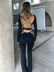 Bandage Crop Slim Bodycon Two Piece Pants Set