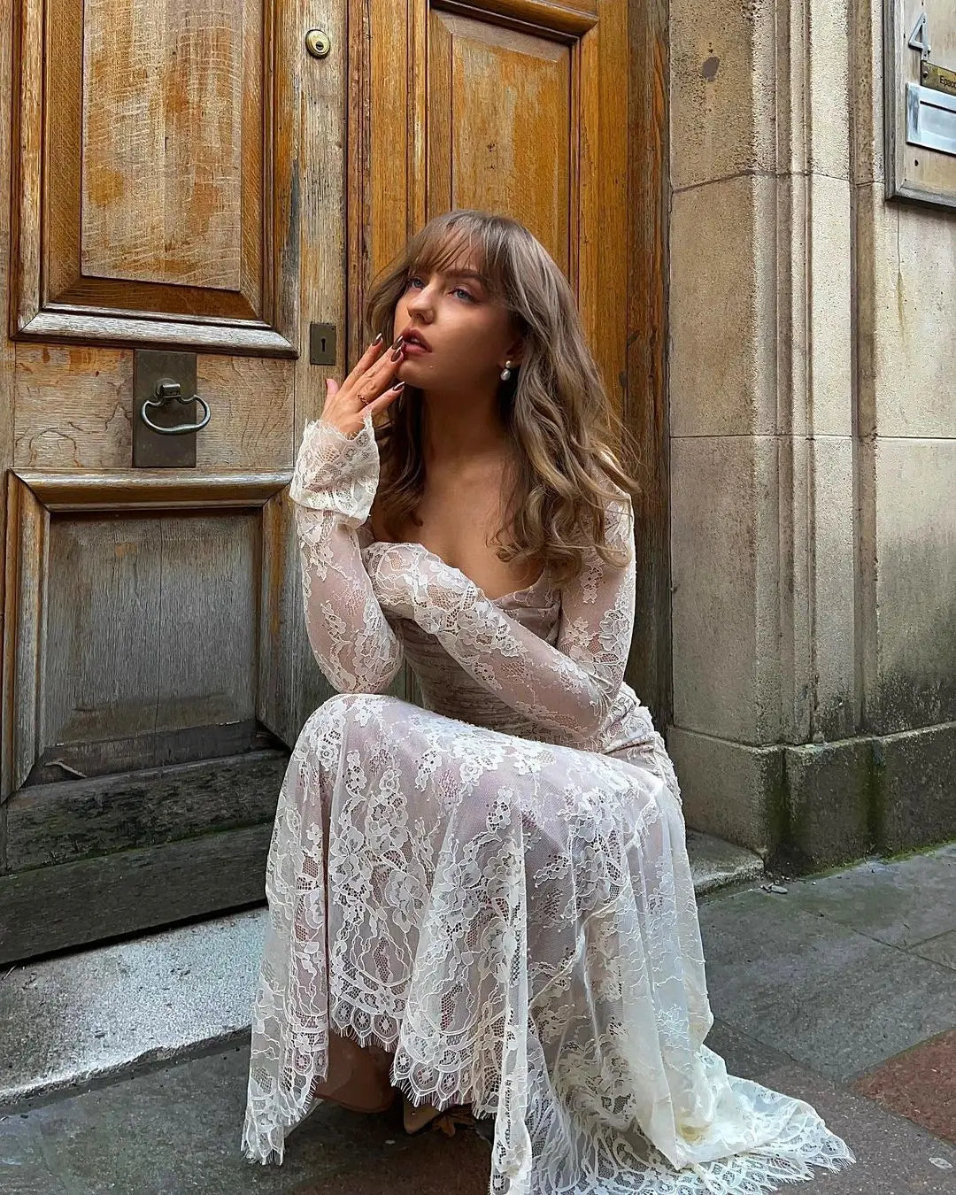 Lace Cape 2 Piece Floral Dress Secondary image