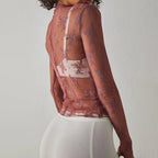 Mesh Long Sleeve Sheer Top