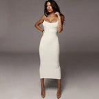 Knit Backless Evening Midi Dress