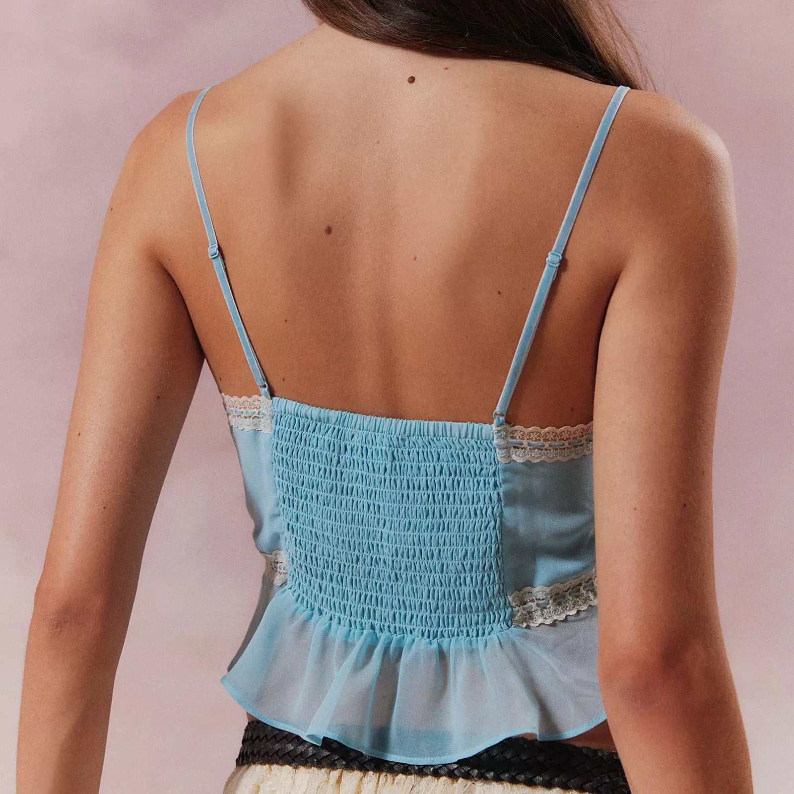 Sheer Mesh Lace Strap V Neck Cami Top Secondary image