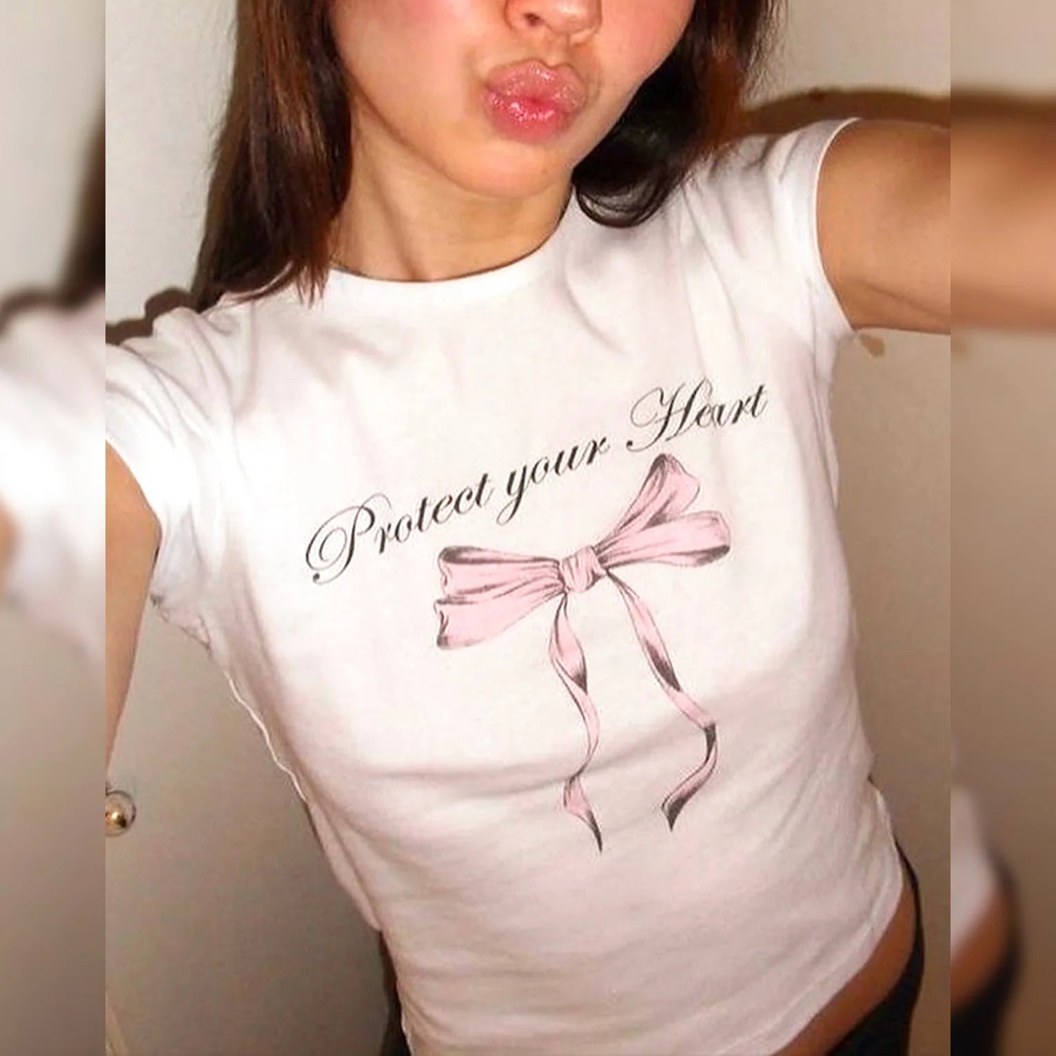 Letter Print Slim Fit Crop Top Main image