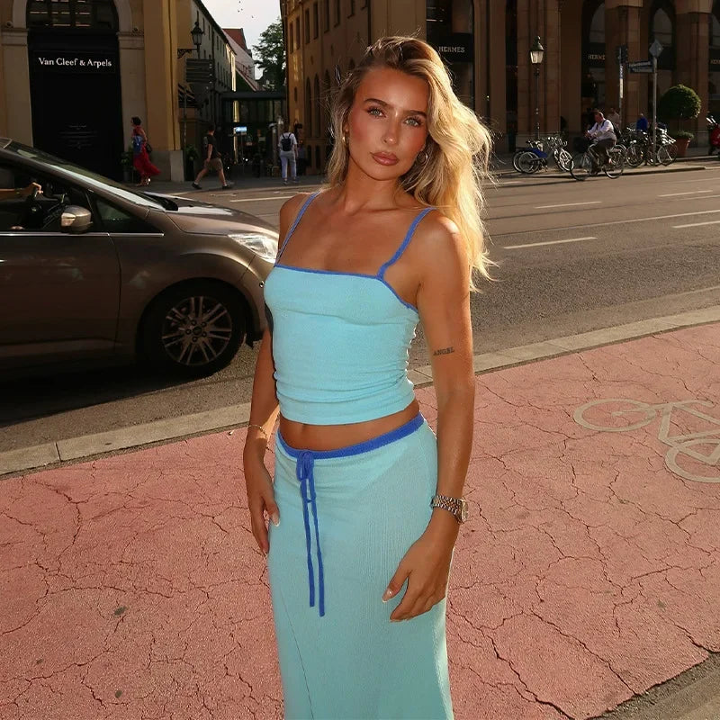 Solid Color Sleeveless Cropped Two Piece Pants Set Secondary image