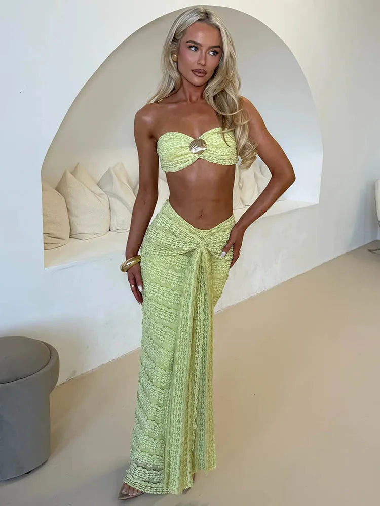 Sequins Strapless Maxi Knit Set Main image