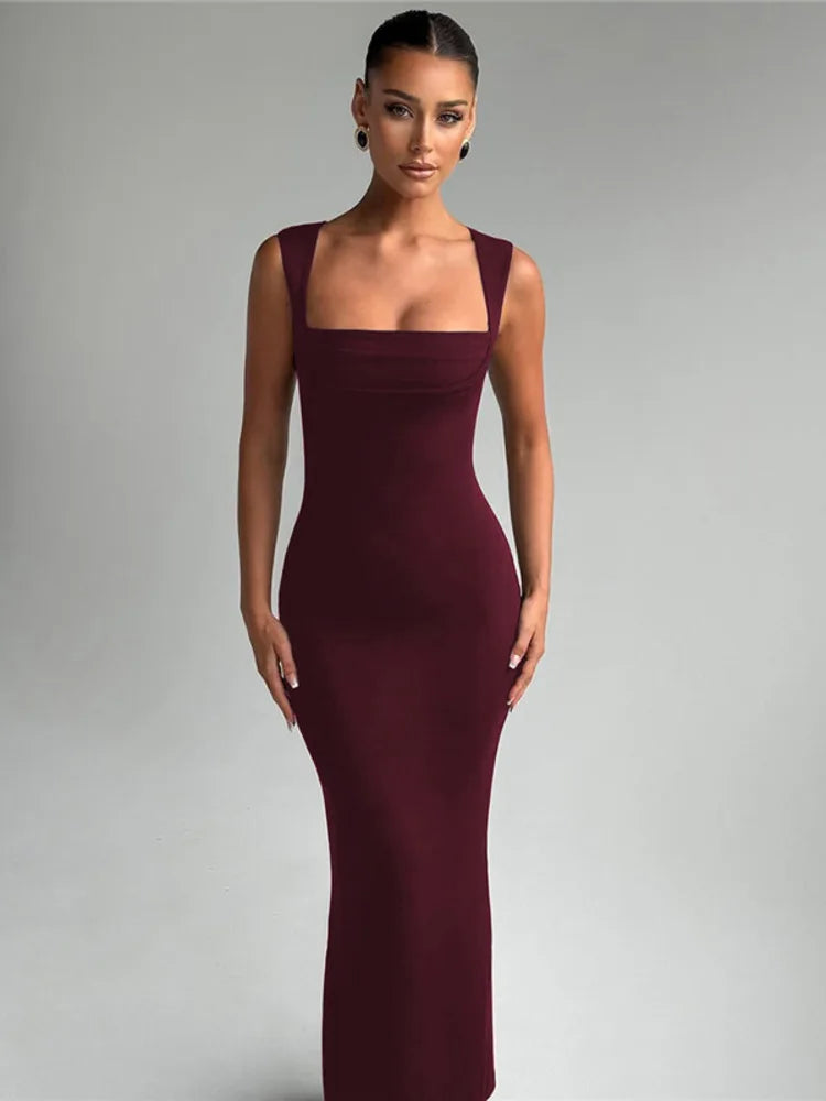 Square Neck High Waist Maxi Dress Secondary image