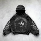 Oversized Gothic Print Hoodie