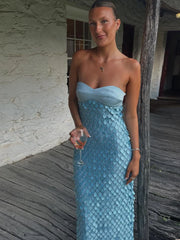 Sequin Tube Top Maxi Dress