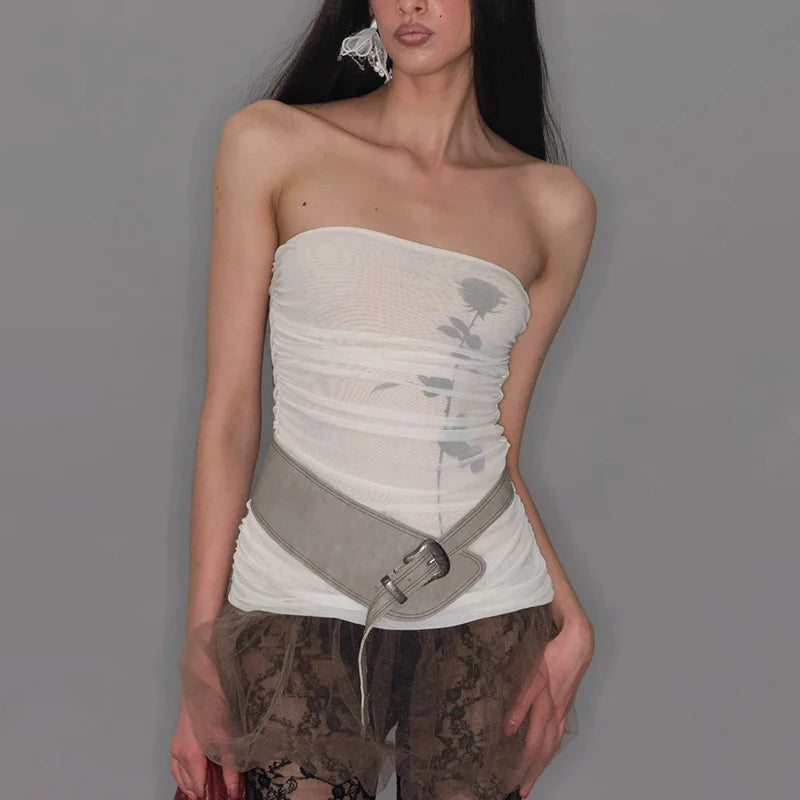 Double Strap Pleated Printed Strapless Main image