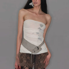 Sexy Lace See Through Mesh Sheer Top