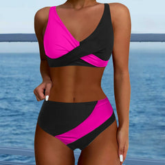 Patchwork Padded Push Up Two Piece Swim Sets