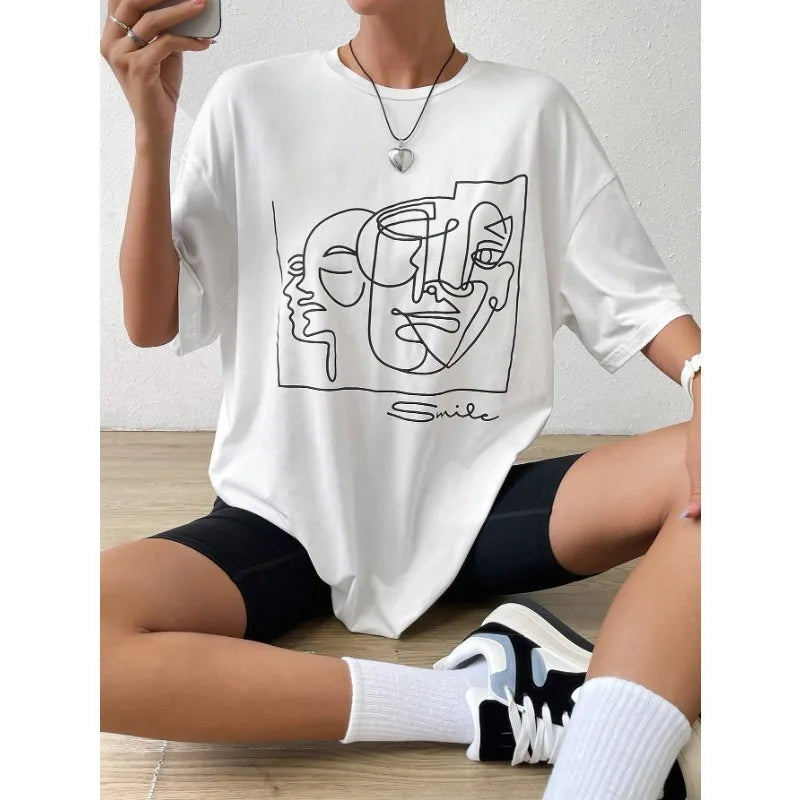 Abstract Line Graphic Cotton T-shirt Main image