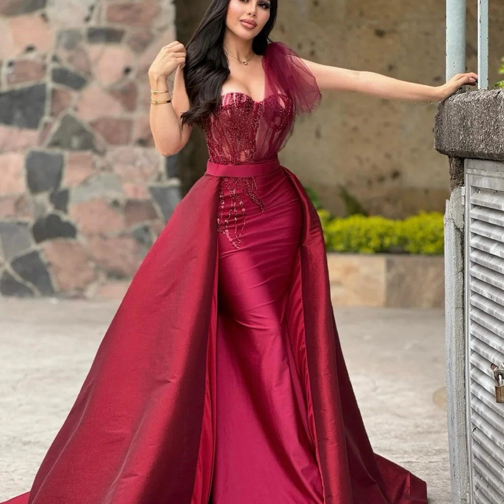 Embroidery Satin A-Line Prom Dress Main image